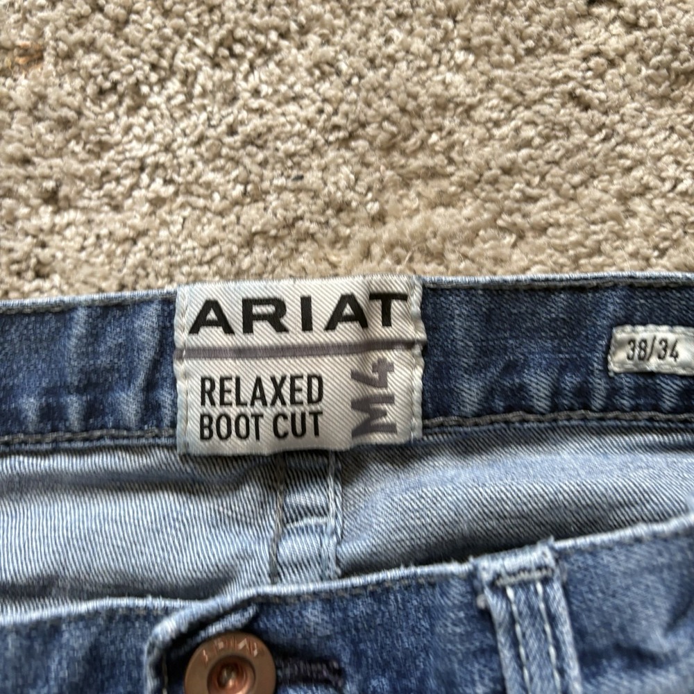 Ariat M4 Relaxed Boot Cut Jeans Distressed Men's 36x32 Medium Wash Western - Picture 7 of 10